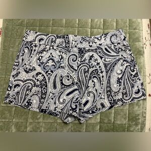 Trina Turk Black, Navy, and White Paisley Shorts Size 2